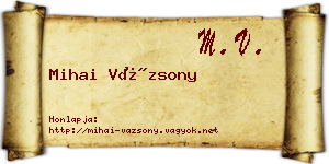 Mihai Vázsony névjegykártya